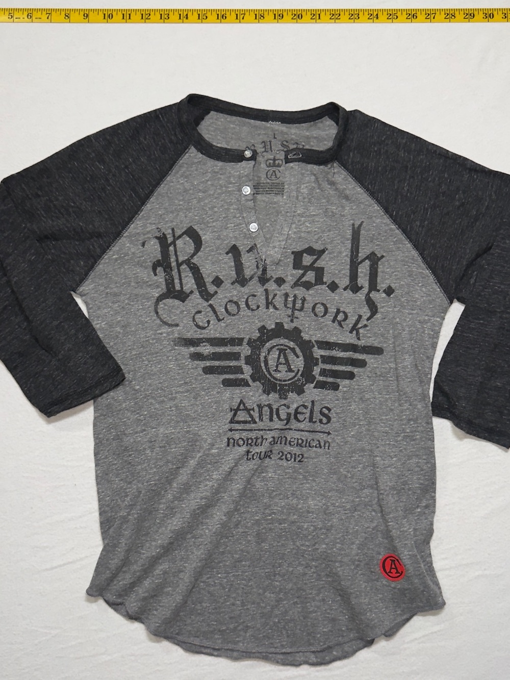 Vintage RUSH raglan Clockwork Angels Grey Raglan Henley Shirt